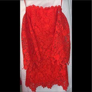 Free People Dusk Lace Party Dress in Fiesta Red Sz 0